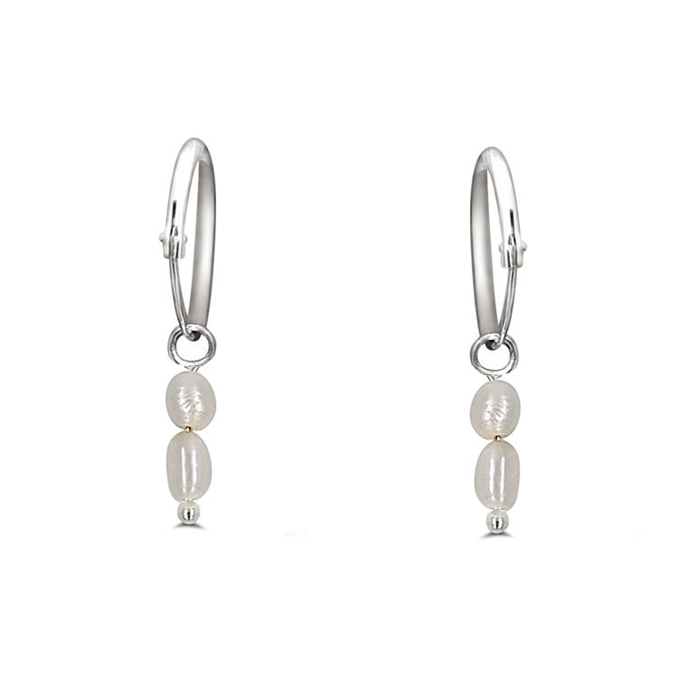 DUO PEARL HOOP EARRINGS